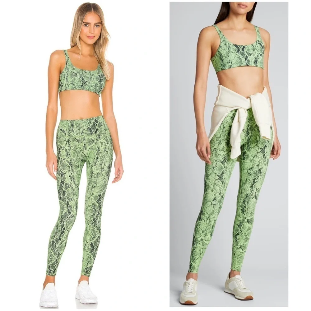 ALO Yoga Green Snakeskin Vapor Full length Leggings in Neon Green